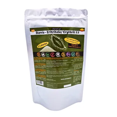 Immagine prodotto di ZeroCal Dolcificante 1:1 Stevia-Eritritolo 1000 g I Granulare – Alternativa allo Zucchero, Senza Calorie, Senza Glutine, Ideale per Bevande e Ricette