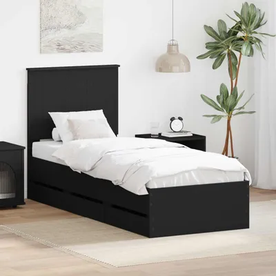 Image de Maison Exclusive - Cadre de lit avec tiroirs Noir 75 x 190 cm Ingénieur Bois