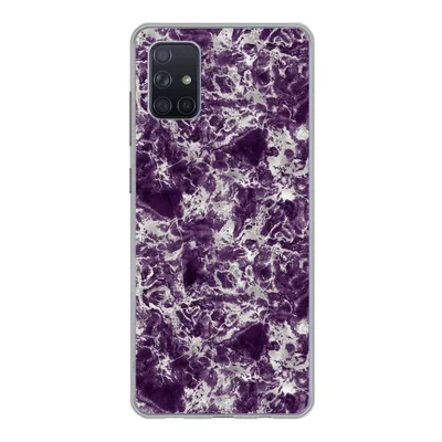 Produktbild von MuchoWow® Handyhülle Schutzhülle Hülle für Samsung Galaxy A71 Marmor - Lila - Silber - Muster Silikon Softcase Handy Hülle - Kartenbesitzer