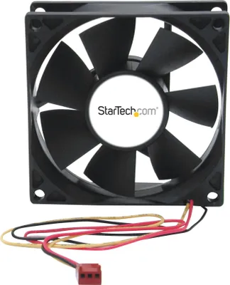 Produktbild von StarTech.com 80mm Gehäuselüfter - Lüfter für PC Gehäuse mit 3 pin Stecker, Ventilator, 8 cm, 3000 RPM, Schwarz