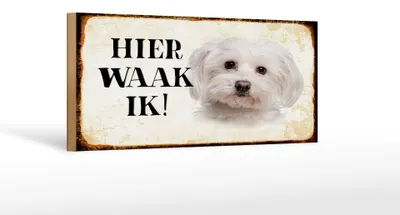 Produktbild von Holzschild Spruch 27x10cm holländisch Hier Waak ik Maltezer