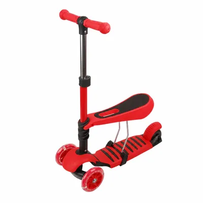 Produktbild von 3 in 1 Kinder Roller Scooter mit Abnehmbarem Sitz,LED-Räder,Höheverstellbarer Lenker,Tretroller - Kinder Roller Outdoor Spiel,für 2-8 Jahre Rot