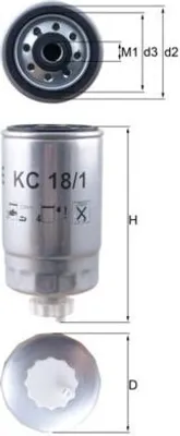 Produktbild von Kraftstofffilter MAHLE KC 18/1 für DAF 45 Anschraubfilter
