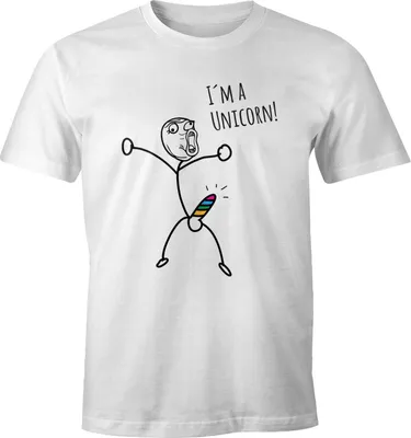 Produktbild von Herren T-Shirt Fun-Shirt mit Spruch I`'m a unicorn Motiv lustiges Strichmännchen Penis Einhorn Parodie Ironie Moonworks® weiß L