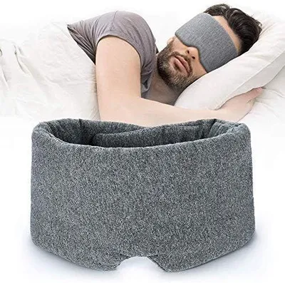 Produktbild von Schlafmaske aus handgefertigter Baumwolle, verdunkelnd – bequeme und atmungsaktive Augenmaske zum Schlafen, verstellbare Blinder, Augenbinde, Flugzeug mit Reisetasche – beste Nachtbegleiter