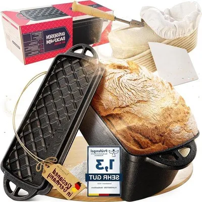 Immagine prodotto di Stampo da forno in ghisa rettangolare da 25 litri per cuocere il pane in campeggio