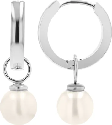 Produktbild von "Amapola" Akzent Creolen mit Ø 8 mm Perle, Edelstahl