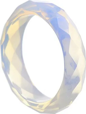 Produktbild von Faccetierter Ring aus Opalit (synth. Mondstein) Damenring Steinring Opalitring Mondsteinring schlicht, Ringgröße:Innenumfang 65mm  Ø20.7mm