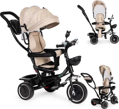 Produktbild von Dreirad JM-066-9 mit Drehsitz, Beige, für Kinder 6 Monate bis 5 Jahre