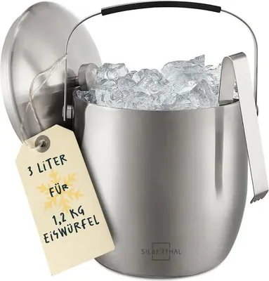 Immagine prodotto di Prodotto di seconda scelta Silberthal Contenitore per cubetti di ghiaccio Secchiello in acciaio inox Secchiello per ghiaccio Raffredda bottiglie Party