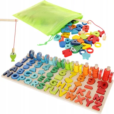 Produktbild von Gehirn-Training Holz Montessori Set Fischzahlen