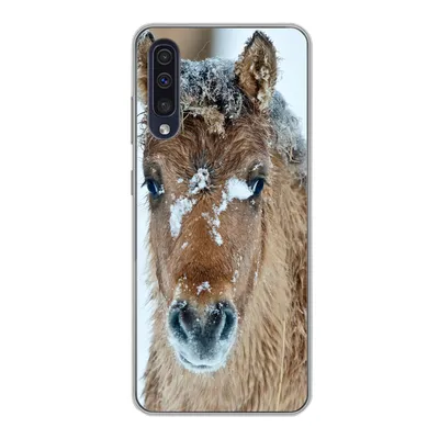 Produktbild von MuchoWow® Handyhülle Schutzhülle Hülle für Samsung Galaxy A30s Junges Fjordpferd mit Schnee bedeckt Silikon Softcase Handy Hülle - Karteninhaber