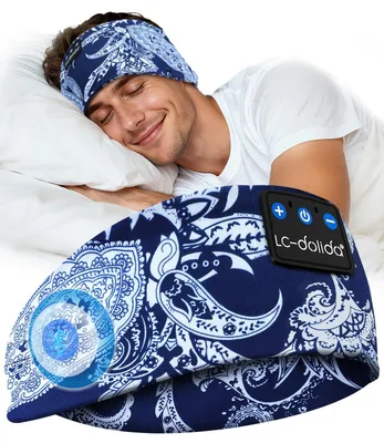 Obrázok produktu pre Slúchadlá do uší na spanie, Bluetooth, športové slúchadlá, čelenka, bezdrôtové, slúchadlá na spanie, 15+ hodín výdrže batérie, ľahká čelenka s HiFi stereo, modrá