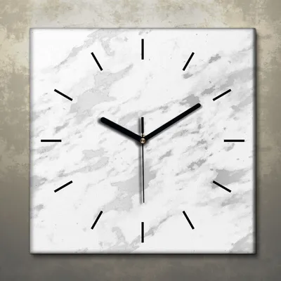 Produktbild von Wohnzimmer Leinwand Uhr Geräuschlos Küche 30x30 Weißer, Marmor, Struktur, Textur, schwarze Zeiger