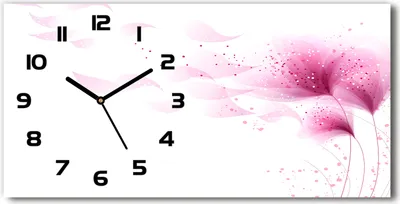 Produktbild von Wanduhr aus Glas – 60x30 cm - Glasbild - Glasuhr - Gehärtetes Glas - schwarze-zeiger - Pinke Blume