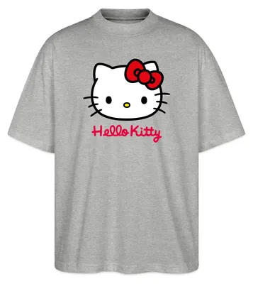 Produktbild von Spreadshirt Hello Kitty Klassisch Mit Schriftzug Oversize Uni T-Shirt, S, Grau meliert