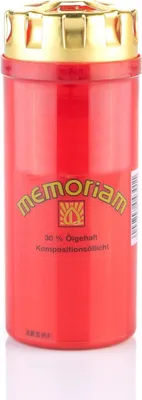 Produktbild von MEMORIAM-Kompositionsöllicht mit Golddeckel, Rot, Nr. 43, AETERNA, Brenndauer ca. 4 Tage, 161/61 mm, Karton mit 20 Stück