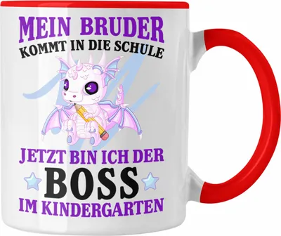 Produktbild von Trendation - Einschulung Geschenk für Schultüte Füllung Tasse Schulstart 1. Schultag Schuleinführung Schulanfang Geschenkidee Schulkind Jungs Bruder (Rot)