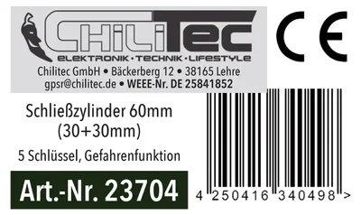 Produktbild von Schließzylinder 60mm (30+30mm) 5 Schlüssel, Not- & Gefahrenfunktion