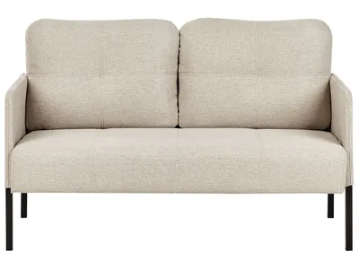 Image de BELIANI Canapé 2 places beige rembourré, assise capitonnée, piqué, pieds métalliques, style rétro, salon
