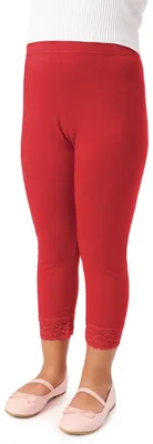 Image de Leggings 3/4 en coton avec dentelle Merry Style pour fille MS10-228 (rouge, 122 cm)