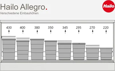 Obrázek produktu pro Odpadkový koš Hailo 3201625 Allegro 270 vložka 4x 6,5 litru světle šedý