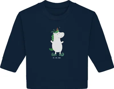 Produktbild von Mr. & Mrs. Panda Organic Baby Pullover Einhorn Joker 6. - 12. Monat - French Navy - Geschenk, Bullover, Mittelalter, Kasper, Unicorn, Hofnarr, Einhörner