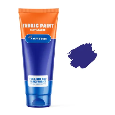 Produktbild von 7 Artists Stoffmalfarben Stofffarben Textilfarbe Ultramarinblau Acrylfarbe Waschfest Auf Wasserbasis | Flasche 60 ml | Textilfarbe Waschmaschinenfest Nach Fixierung | Hochdeckend Für Dunkle Stoffe – Deckweiß