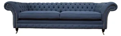 Produktbild von Design Sofa 4 Sitzer Couch Textil Polster Blau Sofas Chesterfield Neu