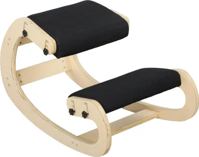 Image de HOMCOM Siège assis genoux, siège ergonomique en bois à bascule, chaise à genoux réglable pour bureau à domicile, améliorer la posture, maux de dos, noir