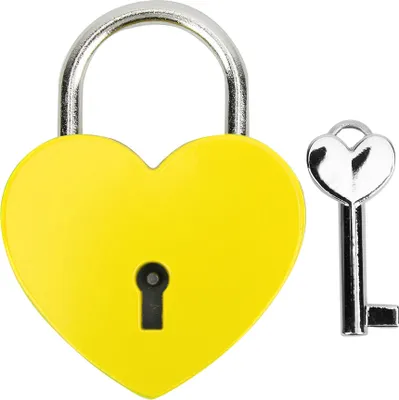 Produktbild von Heart Lock Metall Bunt exquisite Vorhängeschloss Haushaltshandwerksvorräte mit Schlüssel 45x59mmyyellow
