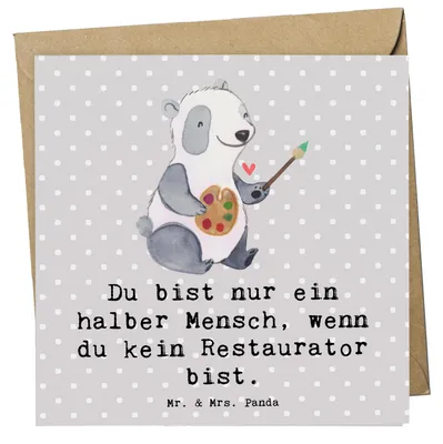 Produktbild von Mr. & Mrs. Panda Glückwunschkarte Restaurator Herz - Grau Pastell - Geschenk, Klappkarte, faltkarte, doppelkarte, Grußkarte, anlasskarte