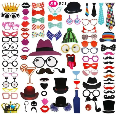 Produktbild von Photo Booth Props Set 89-teilig, fuer Hochzeiten, Geburtstage, Weihnachten, umweltfreundliche Materialien
