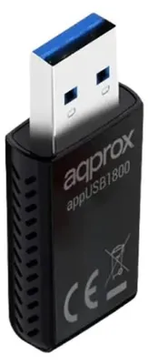 Zdjęcie produktu dla Approx APPUSB1800, Bezprzewodowy, USB, WLAN, Wi-Fi 6 (802.11ax), 1800 Mbit/s, Czarny