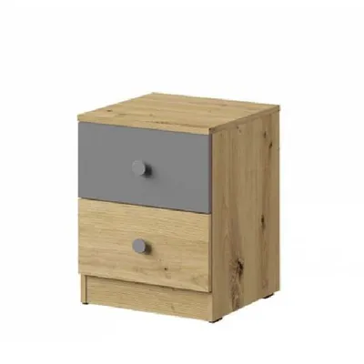 Image de Table de chevet CHIMA – chêne artisan / blanc / gris