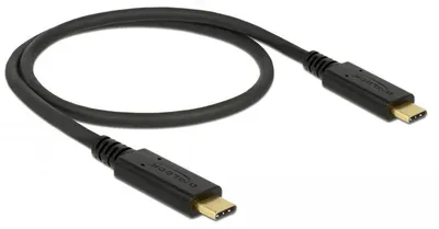 Produktbild von DeLOCK 85529, 0,5 m, USB C, USB C, USB 3.2 Gen 2 (3.1 Gen 2), 10 Gbit/s, Schwarz