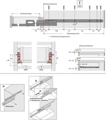 Produktbild von Hettich Rollschubführung Überauszug 450 mm - 2 Stück