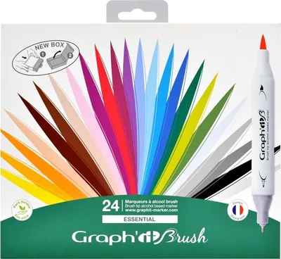 Zdjęcie produktu dla GRAPH'IT dwustronne markery alkoholowe Brush & Chisel, 24szt Essential