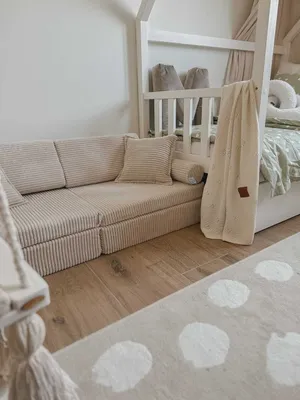 Image de Mini banc de jeu Montessori Confort - Velours côtelé Beige