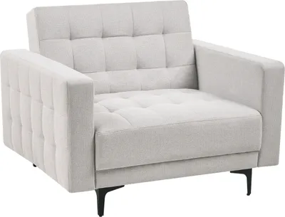 Produktbild von BELIANI Sessel Hellgrau Stoff Gesteppt mit Schwarzen Metallbeinen Schlaffunktion Verstellbare Rückenlehne Modern Glamourös Wohnzimmer Ausstattung