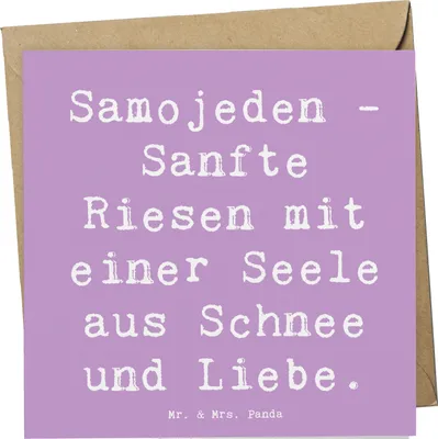Produktbild von Mr. & Mrs. Panda Deluxe Karte Spruch Samojede Liebe - Lavendeltraum - Geschenk, doppelkarte, anlasskarte, freundliches Wesen, Hunderasse, Schlittenhunde, Glückwunschkarte