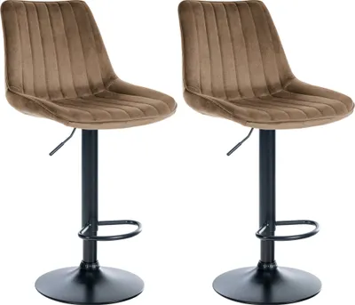 Produktbild von 2er Set Barhocker HLO-CP296 Samt schwarz  braun