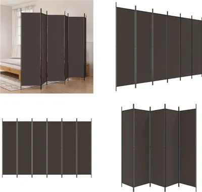 Produktbild von vidaXL 6 tlg. Paravent Braun 300x200 cm Stoff - Raumteiler - Paravent - Raumtrenner - Trennwand
