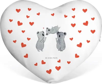 Produktbild von Mr. & Mrs. Panda Sofakissen Koalas Feiern - Weiß - Geschenk, dekoartikel, Koala, Liebe, Happy Birthday, Dekokissen, Valentinstags Kissen, Herzkissen, Geburtstag, Herz