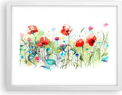 Produktbild von Gerahmtes Poster - Weißer Rahmen - Blumen Wiese Blatt Natur - 40x30 cm - Wand Bild - Wanddeko - Wandbilder - Kunstposter - Wandposter - Bilderrahmen - Bilder - Kunstdruck - Wandbild - P2WAA40x30-3076