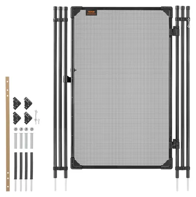 Productafbeelding van VEVOR Zwembadhek Poort, 1,2x0,75 m, Poort voor zwembadhek, kinderbeveiligingshek, veiligheidssets met metalen sluiting, 352 g/m² Teslin-PVC-weefsel, rondbuis, afsluitbaar, voor zwembaden, zwart