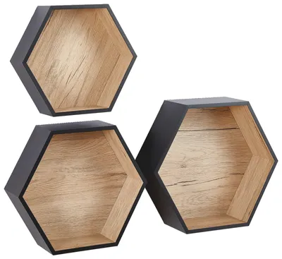 Produktbild von Wandregal BEN, 3er-Set aus MDF, modern, 37 cm breit, 32,2 cm hoch, 12 cm tief