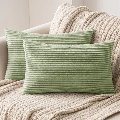 Produktbild von Kissenbezüge 2er Set Kord Bohnengrün 40x80 cm