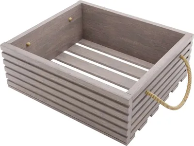 Obrázek produktu pro BOGATECO dřevěná bedna přírodní | 40 cm x 35 cm x 14,5 cm | dřevěná bedna | dekorativní dřevěné bedny | bedna na ovoce | bedna na zeleninu | dřevěná bedna na skladování | bedna | šedá
