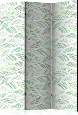 Produktbild von 3-teiliger Einseitiger Vlies Paravent - Green Waves 135x172 cm Blätter f-C-0273-z-b